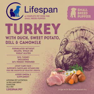 small breed puppy turkey with duck, sweet potato, dill & camomile
